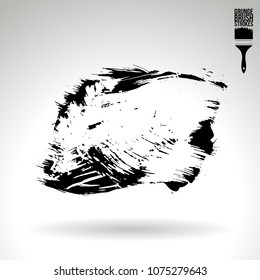 Black brush stroke and texture. Grunge vector abstract hand - painted element. Underline and border design.