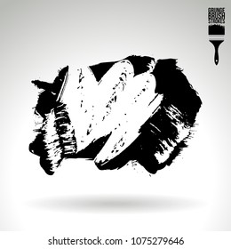 Black brush stroke and texture. Grunge vector abstract hand - painted element. Underline and border design.