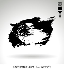 Black brush stroke and texture. Grunge vector abstract hand - painted element. Underline and border design.