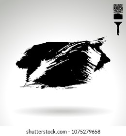 Black brush stroke and texture. Grunge vector abstract hand - painted element. Underline and border design.