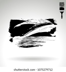 Black brush stroke and texture. Grunge vector abstract hand - painted element. Underline and border design.