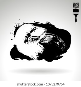 Black brush stroke and texture. Grunge vector abstract hand - painted element. Underline and border design.
