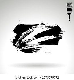 Black brush stroke and texture. Grunge vector abstract hand - painted element. Underline and border design.