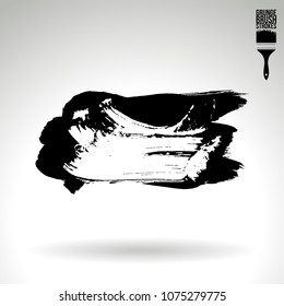 Black brush stroke and texture. Grunge vector abstract hand - painted element. Underline and border design.
