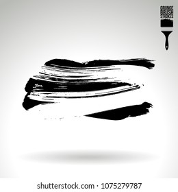 Black brush stroke and texture. Grunge vector abstract hand - painted element. Underline and border design.