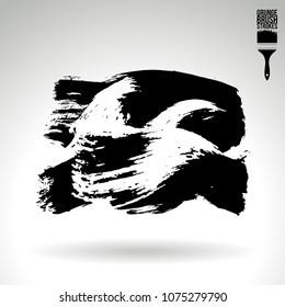 Black brush stroke and texture. Grunge vector abstract hand - painted element. Underline and border design.