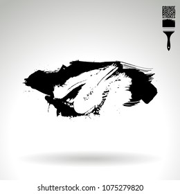 Black brush stroke and texture. Grunge vector abstract hand - painted element. Underline and border design.