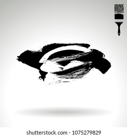 Black brush stroke and texture. Grunge vector abstract hand - painted element. Underline and border design.