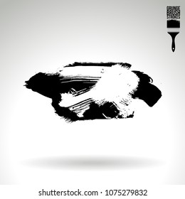 Black brush stroke and texture. Grunge vector abstract hand - painted element. Underline and border design.