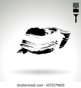 Black brush stroke and texture. Grunge vector abstract hand - painted element. Underline and border design.