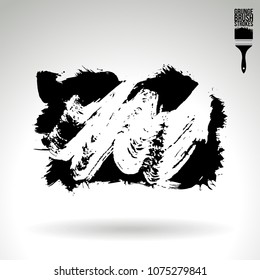 Black brush stroke and texture. Grunge vector abstract hand - painted element. Underline and border design.