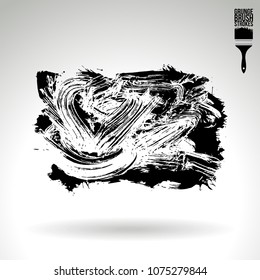 Black brush stroke and texture. Grunge vector abstract hand - painted element. Underline and border design.