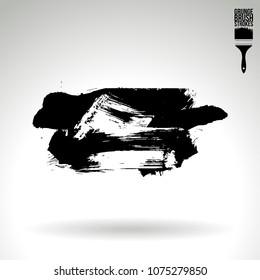 Black brush stroke and texture. Grunge vector abstract hand - painted element. Underline and border design.