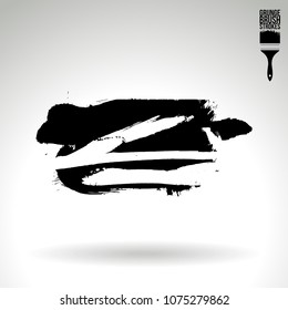 Black brush stroke and texture. Grunge vector abstract hand - painted element. Underline and border design.