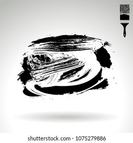 Black brush stroke and texture. Grunge vector abstract hand - painted element. Underline and border design.