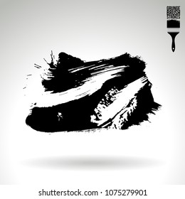 Black brush stroke and texture. Grunge vector abstract hand - painted element. Underline and border design.
