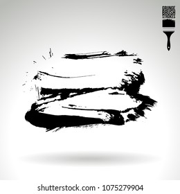 Black brush stroke and texture. Grunge vector abstract hand - painted element. Underline and border design.