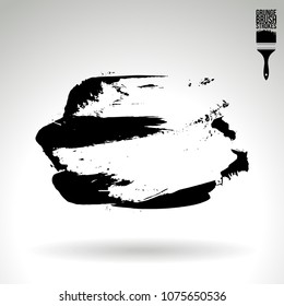 Black brush stroke and texture. Grunge vector abstract hand - painted element. Underline and border design.