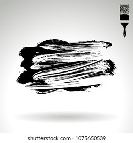 Black brush stroke and texture. Grunge vector abstract hand - painted element. Underline and border design.