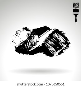 Black brush stroke and texture. Grunge vector abstract hand - painted element. Underline and border design.