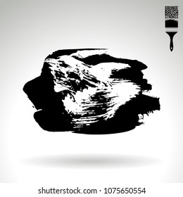 Black brush stroke and texture. Grunge vector abstract hand - painted element. Underline and border design.