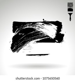 Black brush stroke and texture. Grunge vector abstract hand - painted element. Underline and border design.