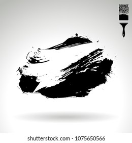 Black brush stroke and texture. Grunge vector abstract hand - painted element. Underline and border design.