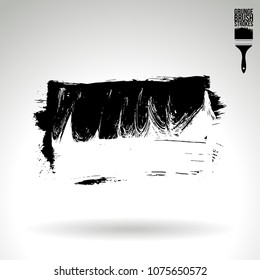 Black brush stroke and texture. Grunge vector abstract hand - painted element. Underline and border design.
