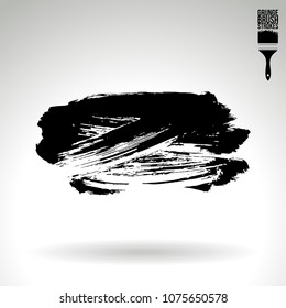 Black brush stroke and texture. Grunge vector abstract hand - painted element. Underline and border design.