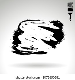 Black brush stroke and texture. Grunge vector abstract hand - painted element. Underline and border design.