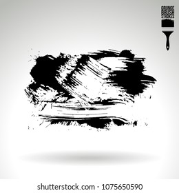Black brush stroke and texture. Grunge vector abstract hand - painted element. Underline and border design.