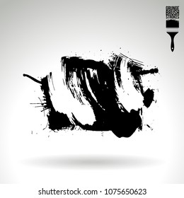 Black brush stroke and texture. Grunge vector abstract hand - painted element. Underline and border design.
