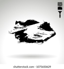Black brush stroke and texture. Grunge vector abstract hand - painted element. Underline and border design.