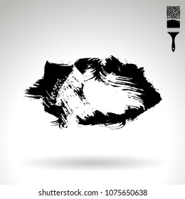 Black brush stroke and texture. Grunge vector abstract hand - painted element. Underline and border design.