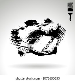 Black brush stroke and texture. Grunge vector abstract hand - painted element. Underline and border design.