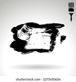 Black brush stroke and texture. Grunge vector abstract hand - painted element. Underline and border design.