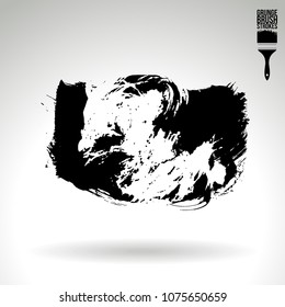 Black brush stroke and texture. Grunge vector abstract hand - painted element. Underline and border design.