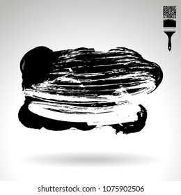 Black brush stroke and texture. Grunge vector abstract hand - painted element. Underline and border design.