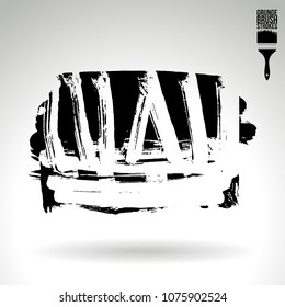 Black brush stroke and texture. Grunge vector abstract hand - painted element. Underline and border design.