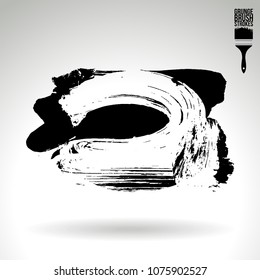 Black brush stroke and texture. Grunge vector abstract hand - painted element. Underline and border design.