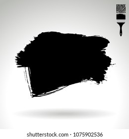 Black brush stroke and texture. Grunge vector abstract hand - painted element. Underline and border design.