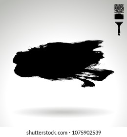 Black brush stroke and texture. Grunge vector abstract hand - painted element. Underline and border design.