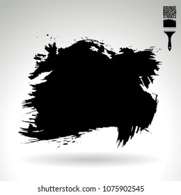 Black brush stroke and texture. Grunge vector abstract hand - painted element. Underline and border design.
