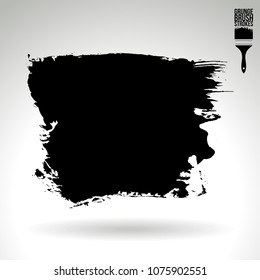 Black brush stroke and texture. Grunge vector abstract hand - painted element. Underline and border design.
