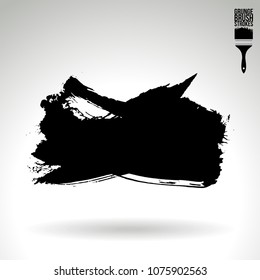 Black brush stroke and texture. Grunge vector abstract hand - painted element. Underline and border design.