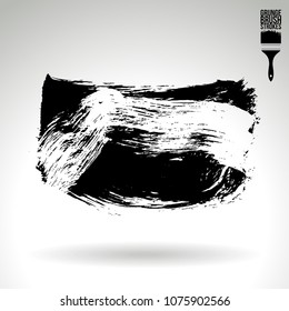 Black brush stroke and texture. Grunge vector abstract hand - painted element. Underline and border design.