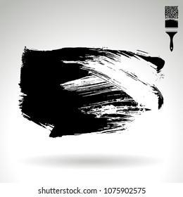 Black brush stroke and texture. Grunge vector abstract hand - painted element. Underline and border design.
