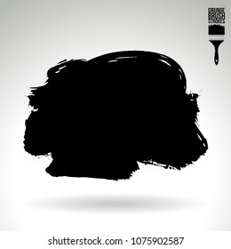 Black brush stroke and texture. Grunge vector abstract hand - painted element. Underline and border design.