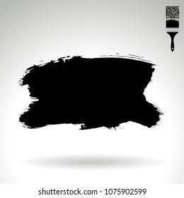 Black brush stroke and texture. Grunge vector abstract hand - painted element. Underline and border design.