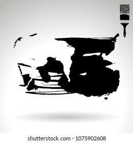 Black brush stroke and texture. Grunge vector abstract hand - painted element. Underline and border design.